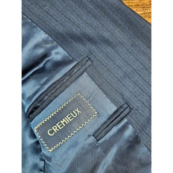 Daniel Cremieux Loro Piana Dawson 40L Super 130s Wool Blue Stripe Blazer Jacket